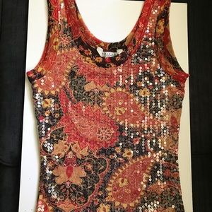 Sequin paisley tank top